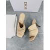 Dior D-Fame Heeled Sandals In Beige Pleated Lambskin