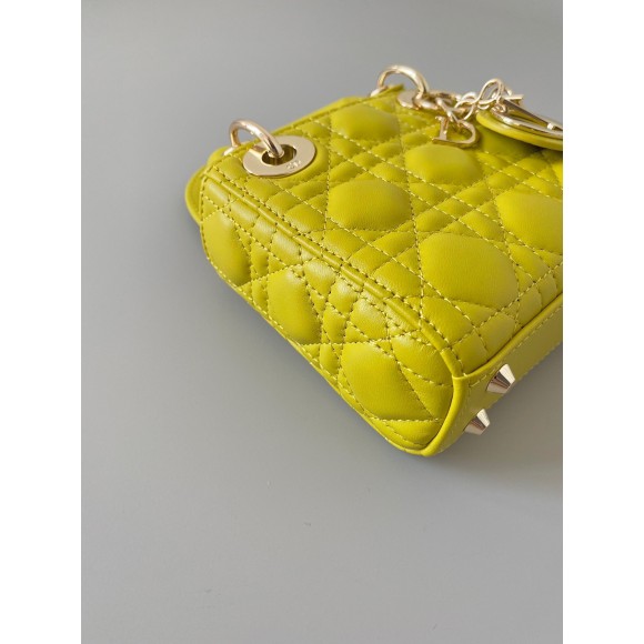Dior Lady Dior Micro Bag In Yellow Cannage Lambskin Dior Lady Dior Micro Bag In Yellow Cannage Lambskin