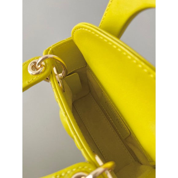 Dior Lady Dior Micro Bag In Yellow Cannage Lambskin Dior Lady Dior Micro Bag In Yellow Cannage Lambskin