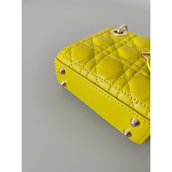 Dior Lady Dior Micro Bag In Yellow Cannage Lambskin Dior Lady Dior Micro Bag In Yellow Cannage Lambskin