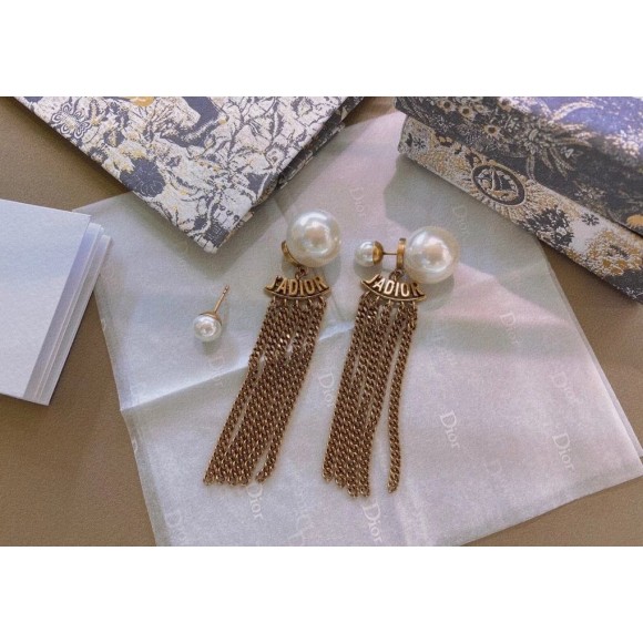 Dior Tribales Chain Earrings In Antique Gold-Finish Metal Dior Tribales Chain Earrings In Antique Gold-Finish Metal