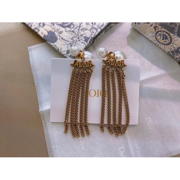 Dior Tribales Chain Earrings In Antique Gold-Finish Metal Dior Tribales Chain Earrings In Antique Gold-Finish Metal