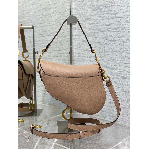 Dior Saddle Bag with Strap in Blush Grained Calfskin Dior Saddle Bag with Strap in Blush Grained Calfskin