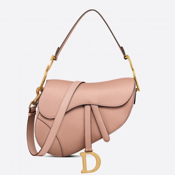 Dior Saddle Bag with Strap in Blush Grained Calfskin Dior Saddle Bag with Strap in Blush Grained Calfskin