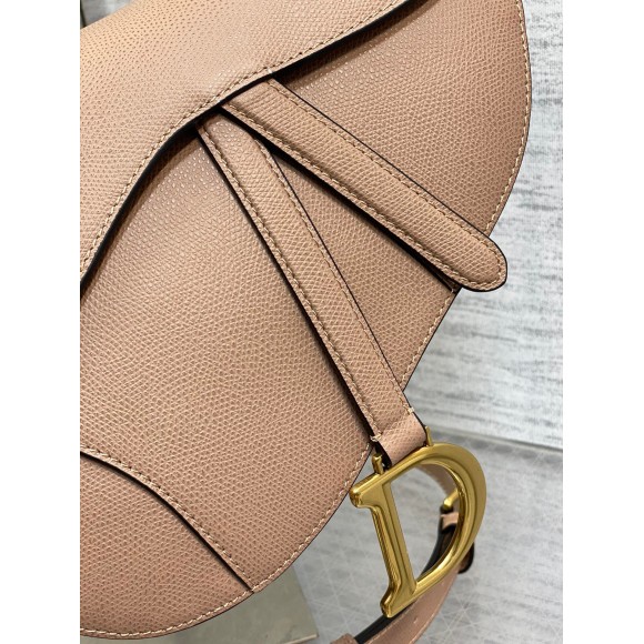 Dior Saddle Bag with Strap in Blush Grained Calfskin Dior Saddle Bag with Strap in Blush Grained Calfskin