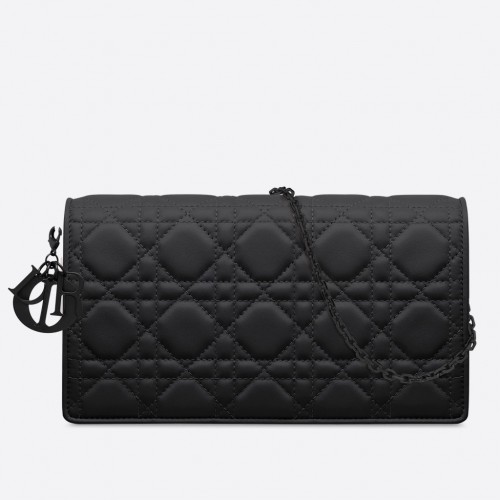Dior Lady Dior Chain Pouch In Black Ultramatte Calfskin Dior Lady Dior Chain Pouch In Black Ultramatte Calfskin