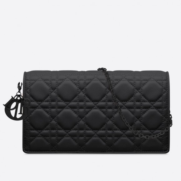 Dior Lady Dior Chain Pouch In Black Ultramatte Calfskin Dior Lady Dior Chain Pouch In Black Ultramatte Calfskin