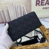 Dior Lady Dior Chain Pouch In Black Ultramatte Calfskin