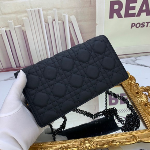 Dior Lady Dior Chain Pouch In Black Ultramatte Calfskin Dior Lady Dior Chain Pouch In Black Ultramatte Calfskin