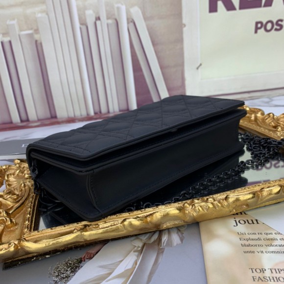 Dior Lady Dior Chain Pouch In Black Ultramatte Calfskin Dior Lady Dior Chain Pouch In Black Ultramatte Calfskin