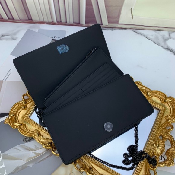 Dior Lady Dior Chain Pouch In Black Ultramatte Calfskin Dior Lady Dior Chain Pouch In Black Ultramatte Calfskin