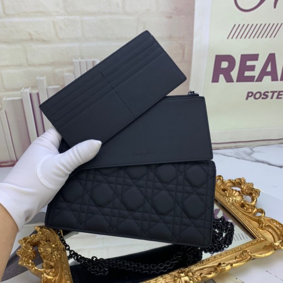 Dior Lady Dior Chain Pouch In Black Ultramatte Calfskin Dior Lady Dior Chain Pouch In Black Ultramatte Calfskin