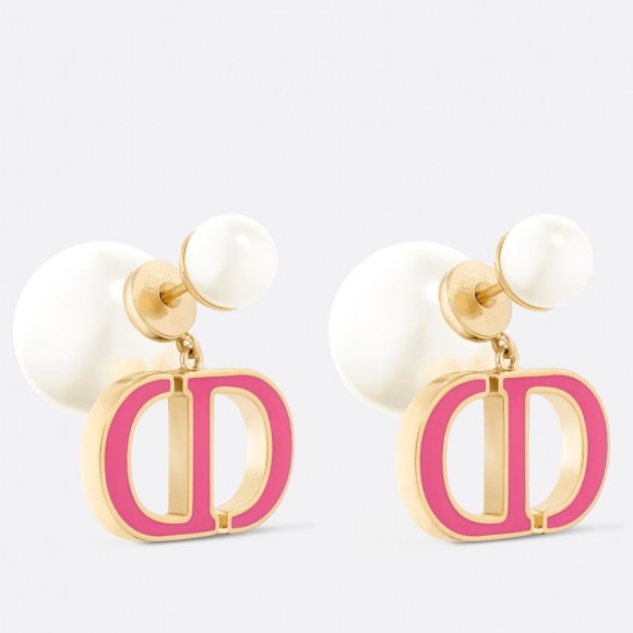 Dior Tribales Earrings in Metal and White Pearls with Rani Pink Lacquer Dior Tribales Earrings in Metal and White Pearls with Rani Pink Lacquer