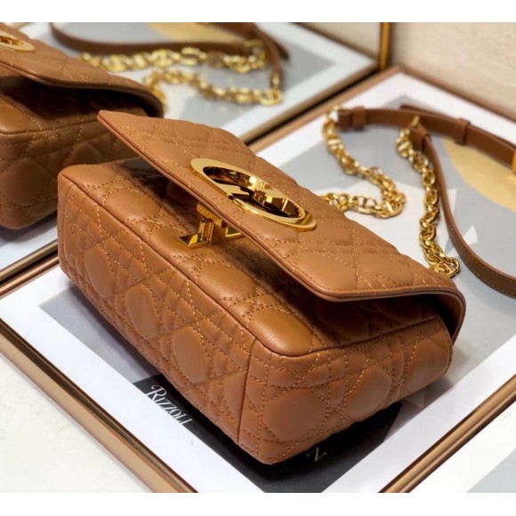 Dior Caro Small Bag In Brown Cannage Calfskin Dior Caro Small Bag In Brown Cannage Calfskin