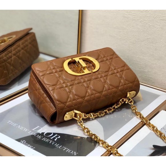 Dior Caro Small Bag In Brown Cannage Calfskin Dior Caro Small Bag In Brown Cannage Calfskin