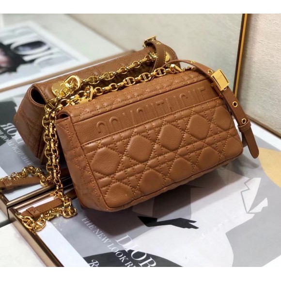 Dior Caro Small Bag In Brown Cannage Calfskin Dior Caro Small Bag In Brown Cannage Calfskin