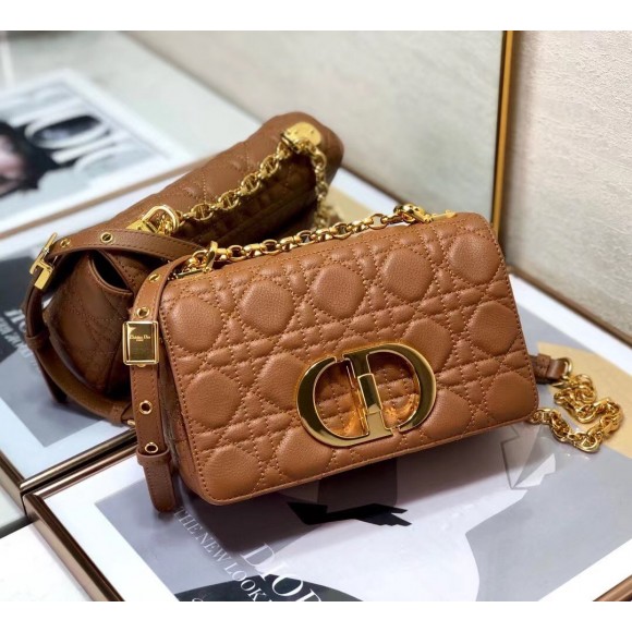 Dior Caro Small Bag In Brown Cannage Calfskin Dior Caro Small Bag In Brown Cannage Calfskin