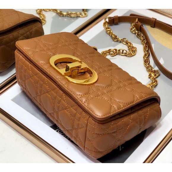 Dior Caro Small Bag In Brown Cannage Calfskin Dior Caro Small Bag In Brown Cannage Calfskin