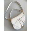 Dior Saddle Bag with Strap in White Grained Calfskin