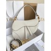 Dior Saddle Bag with Strap in White Grained Calfskin