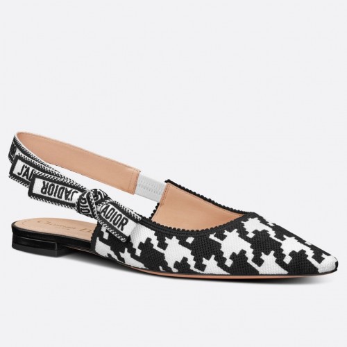 Dior J'Adior Slingback Ballerina Flats In Black Houndstooth Embroidery Dior J'Adior Slingback Ballerina Flats In Black Houndstooth Embroidery