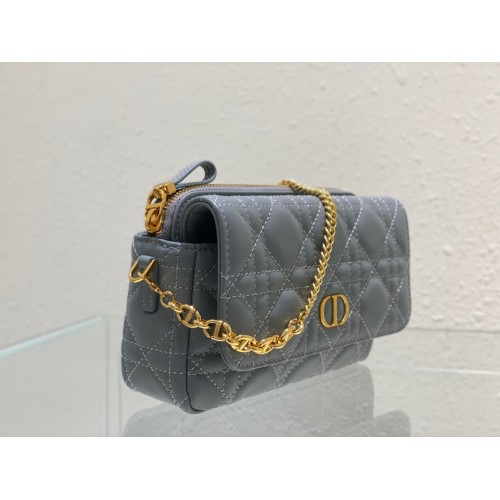 Dior Caro Pouch In Cloud Blue Cannage Calfskin Dior Caro Pouch In Cloud Blue Cannage Calfskin