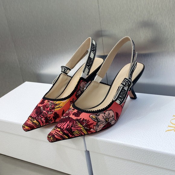 Dior J'Adior Slingback Pumps 65mm In Pink Toile de Jouy Voyage Motif Dior J'Adior Slingback Pumps 65mm In Pink Toile de Jouy Voyage Motif