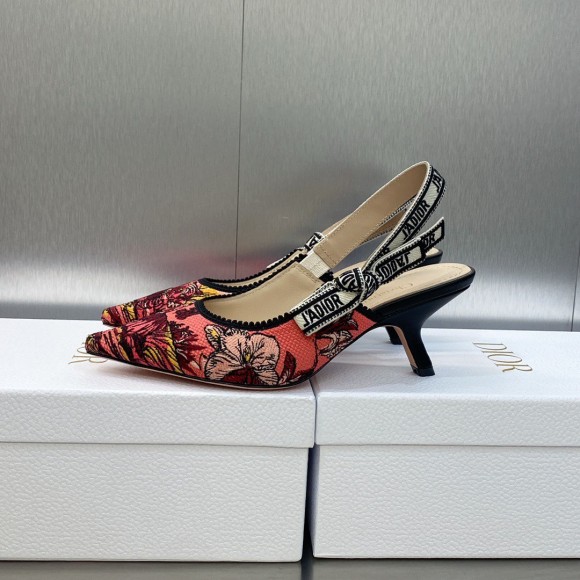 Dior J'Adior Slingback Pumps 65mm In Pink Toile de Jouy Voyage Motif Dior J'Adior Slingback Pumps 65mm In Pink Toile de Jouy Voyage Motif