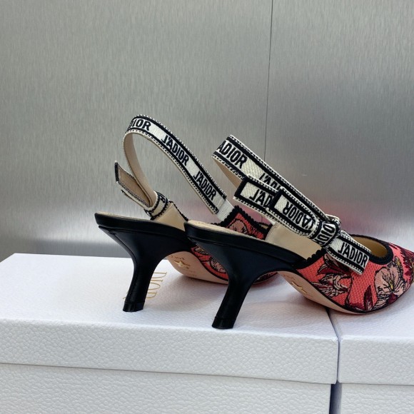 Dior J'Adior Slingback Pumps 65mm In Pink Toile de Jouy Voyage Motif Dior J'Adior Slingback Pumps 65mm In Pink Toile de Jouy Voyage Motif