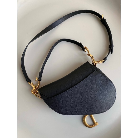 Dior Saddle Bag with Strap in Black Grained Calfskin Dior Saddle Bag with Strap in Black Grained Calfskin