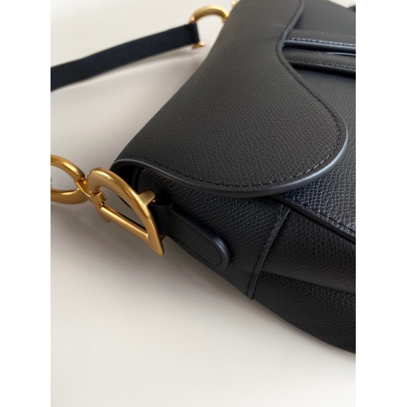 Dior Saddle Bag with Strap in Black Grained Calfskin Dior Saddle Bag with Strap in Black Grained Calfskin