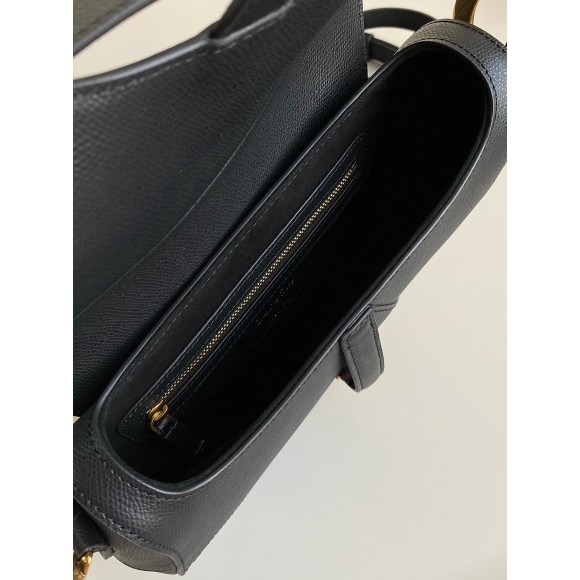 Dior Saddle Bag with Strap in Black Grained Calfskin Dior Saddle Bag with Strap in Black Grained Calfskin