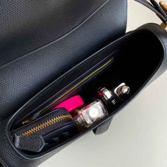 Dior Saddle Bag with Strap in Black Grained Calfskin Dior Saddle Bag with Strap in Black Grained Calfskin