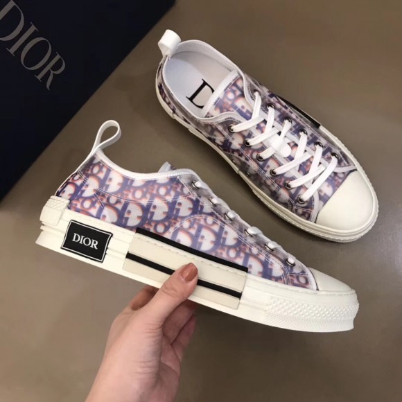 Dior Men's B23 Low-top Sneakers In Red and Blue Oblique Canvas Dior Men's B23 Low-top Sneakers In Red and Blue Oblique Canvas