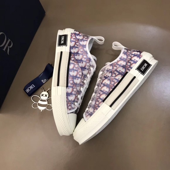 Dior Men's B23 Low-top Sneakers In Red and Blue Oblique Canvas Dior Men's B23 Low-top Sneakers In Red and Blue Oblique Canvas