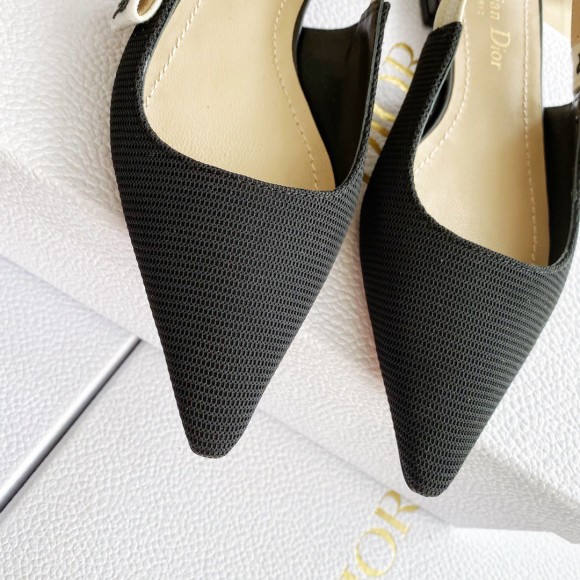 Dior J'Adior Slingback Ballerina Flats In Black Technical Canvas Dior J'Adior Slingback Ballerina Flats In Black Technical Canvas