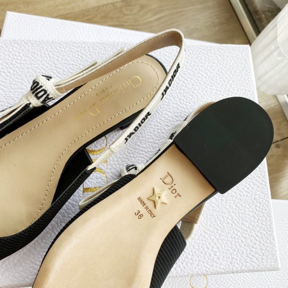 Dior J'Adior Slingback Ballerina Flats In Black Technical Canvas Dior J'Adior Slingback Ballerina Flats In Black Technical Canvas