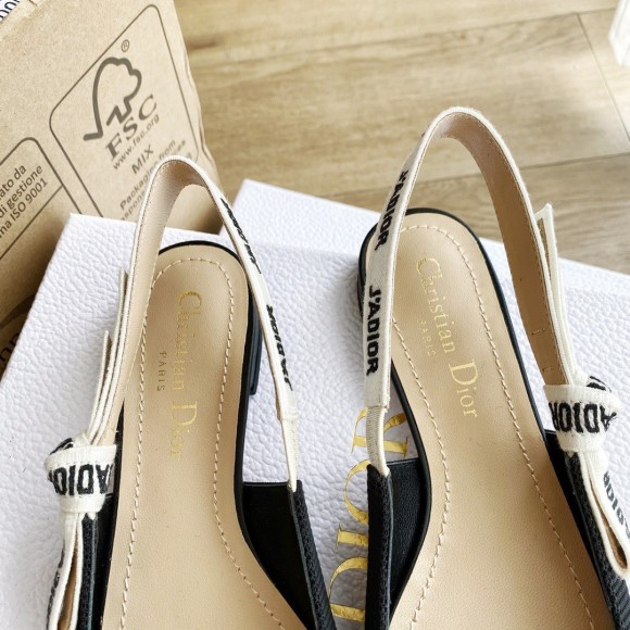 Dior J'Adior Slingback Ballerina Flats In Black Technical Canvas Dior J'Adior Slingback Ballerina Flats In Black Technical Canvas