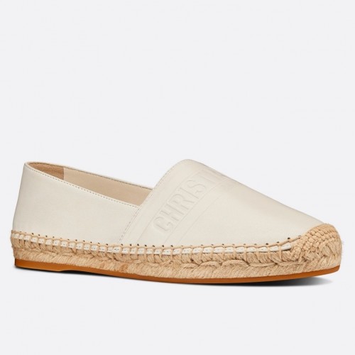 Dior Granville Espadrilles In White Embossed Lambskin Dior Granville Espadrilles In White Embossed Lambskin