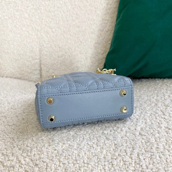 Dior Lady Dior Micro Bag In Blue Cannage Lambskin Dior Lady Dior Micro Bag In Blue Cannage Lambskin