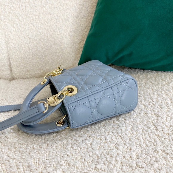 Dior Lady Dior Micro Bag In Blue Cannage Lambskin Dior Lady Dior Micro Bag In Blue Cannage Lambskin