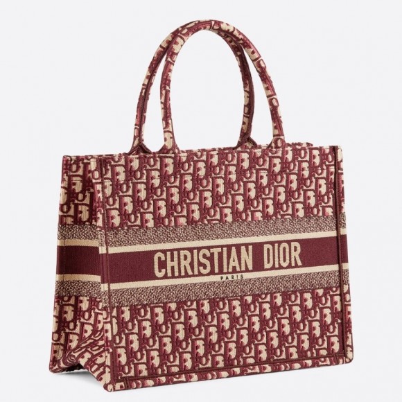 Dior Medium Book Tote Bag In Bordeaux Dior Oblique Embroidery Dior Medium Book Tote Bag In Bordeaux Dior Oblique Embroidery