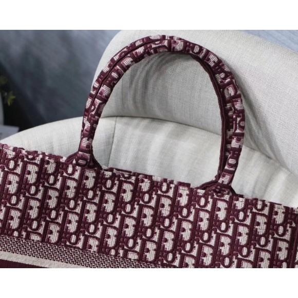 Dior Medium Book Tote Bag In Bordeaux Dior Oblique Embroidery Dior Medium Book Tote Bag In Bordeaux Dior Oblique Embroidery