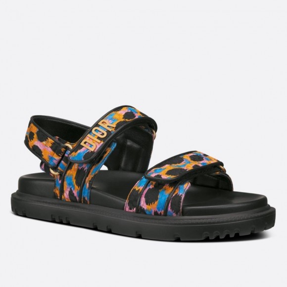 Dior DiorAct Sandals In Blue Multicolor Mizza Printed Silk Dior DiorAct Sandals In Blue Multicolor Mizza Printed Silk