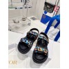 Dior DiorAct Sandals In Blue Multicolor Mizza Printed Silk