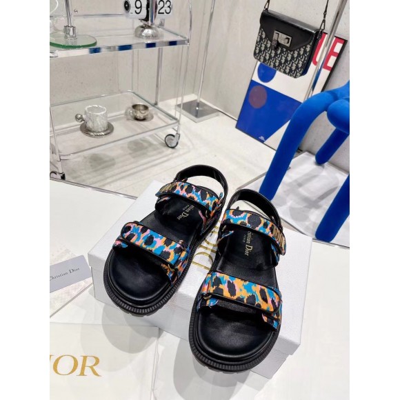 Dior DiorAct Sandals In Blue Multicolor Mizza Printed Silk Dior DiorAct Sandals In Blue Multicolor Mizza Printed Silk