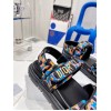 Dior DiorAct Sandals In Blue Multicolor Mizza Printed Silk