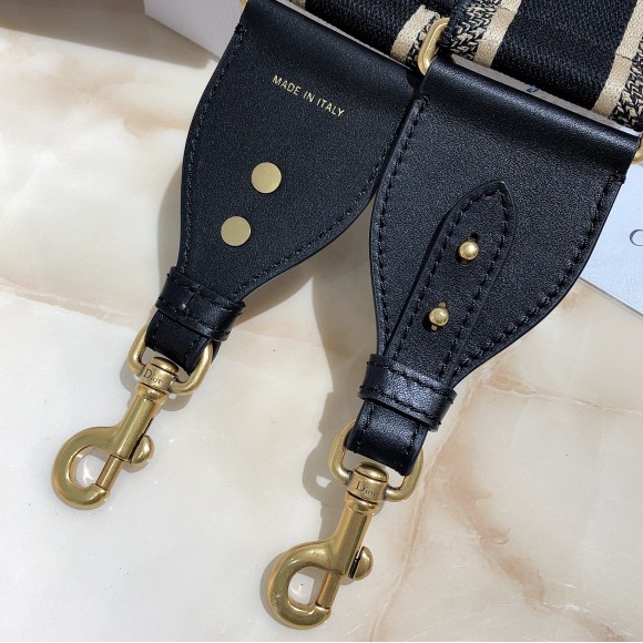 Dior Shoulder Strap in Black Embroidery Canvas Dior Shoulder Strap in Black Embroidery Canvas