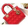 Dior Small Lady Dior Bag In Red Patent Cannage Calfskin