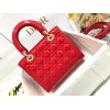 Dior Small Lady Dior Bag In Red Patent Cannage Calfskin